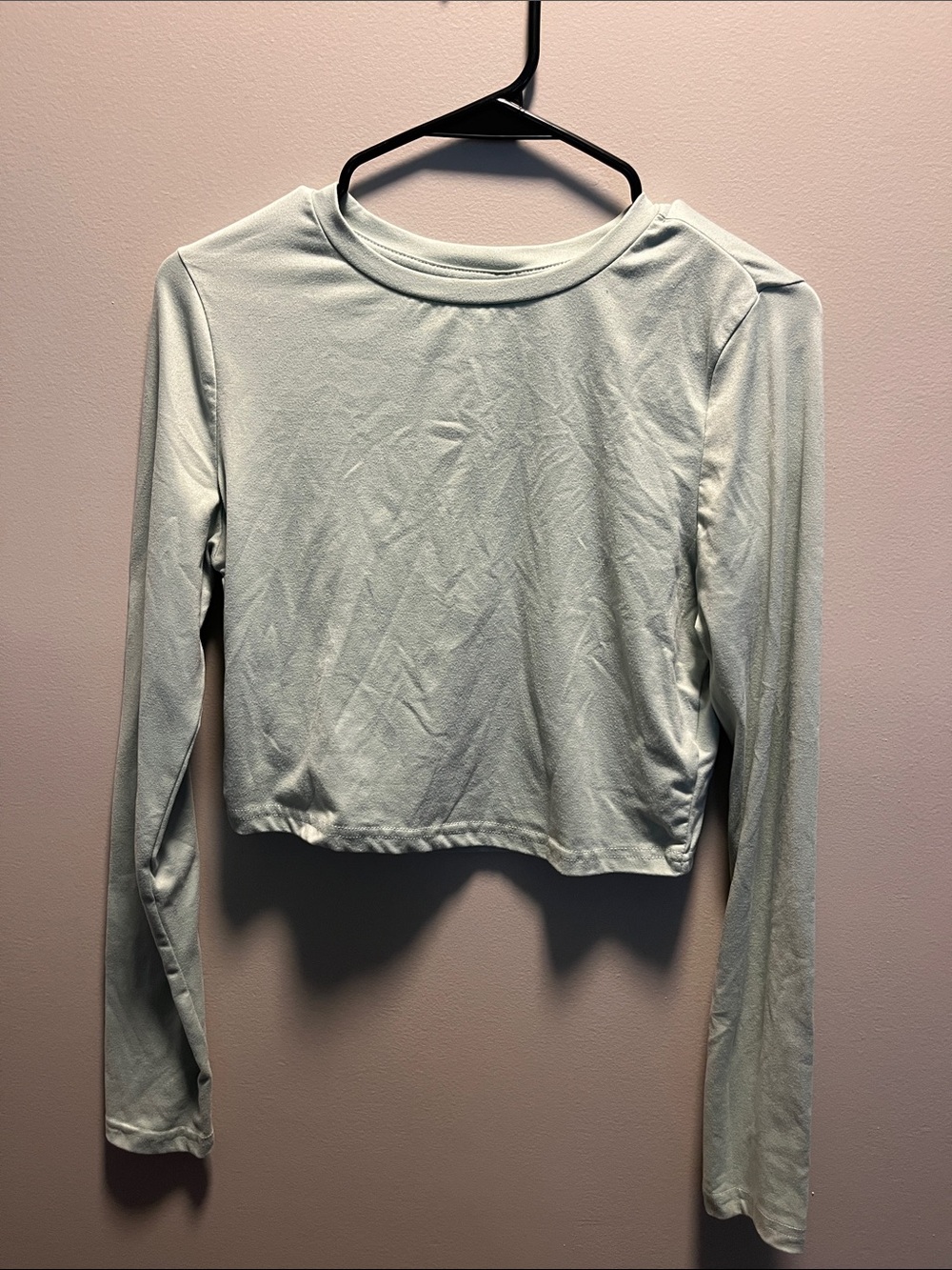 SHEIN Green Long Sleeve Cropped Tee Top